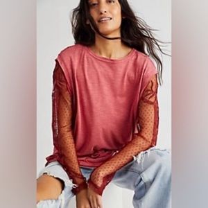 Free People “Billie Jean Twofer Tee *Garnet Royale Size XL * NWT